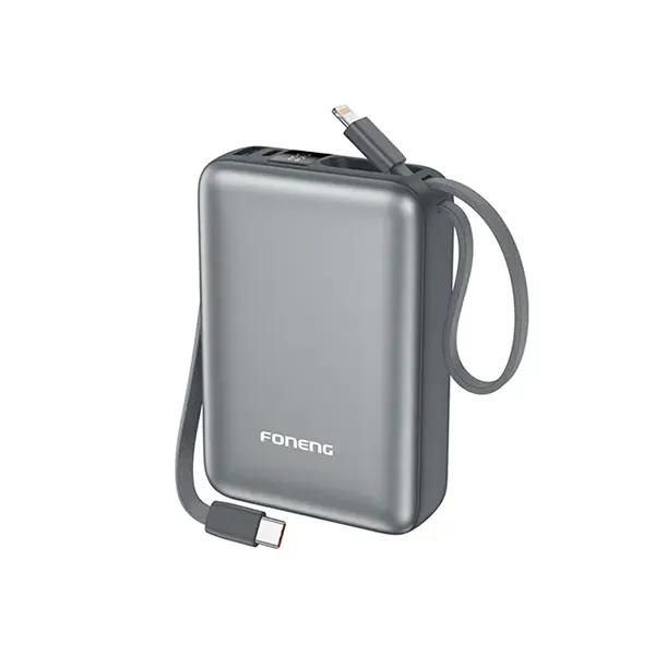 Foneng PX116 20000mAh Mini Power Bank with 2 Built-in Cables (22.5W)