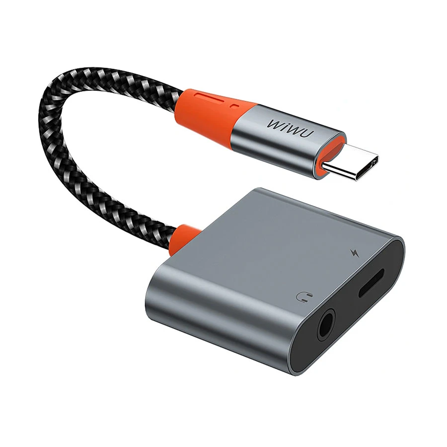 WiWU LT10 Type-C Male to Type-C & 3.5mm Female Multiport Converter