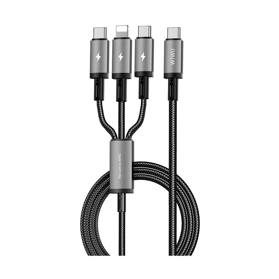 WiWU Wi-C060 3 in 1 66W USB C to Type-C+Type-C+IP Fast Charging Cable